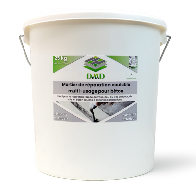Mortier de réparation coulable multi-usage dmd pour béton 25kg 